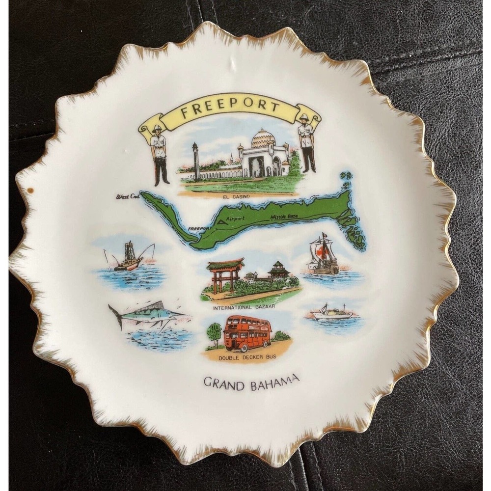 Vintage Freeport Bahama souvenir collectors plate grand bahamas Travel 8 inch